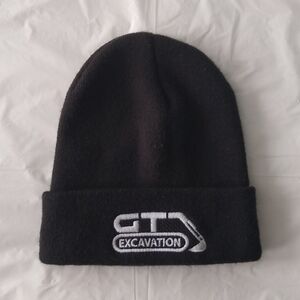 Black Knit Beanie Hat CT Excavation Logo Unisex Winter Skullcap for kids NWOT